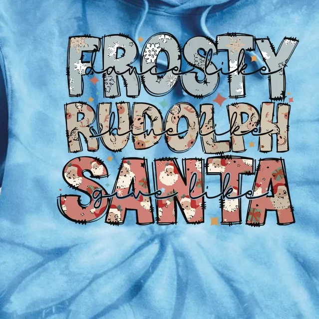 Retro Christmas Dance Like Frosty Santa Claus Tie Dye Hoodie