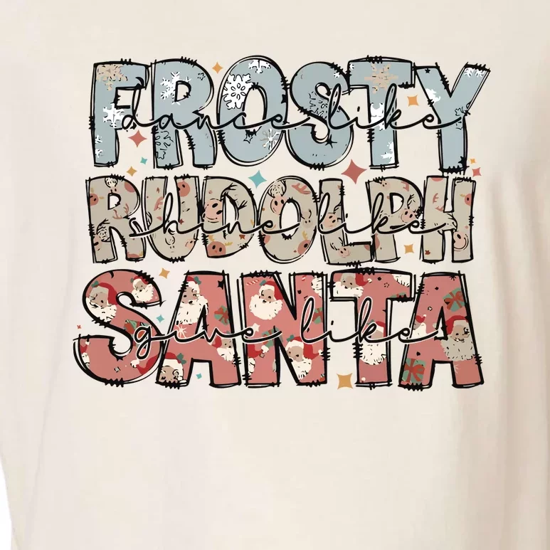 Retro Christmas Dance Like Frosty Santa Claus Garment-Dyed Women's Muscle Tee