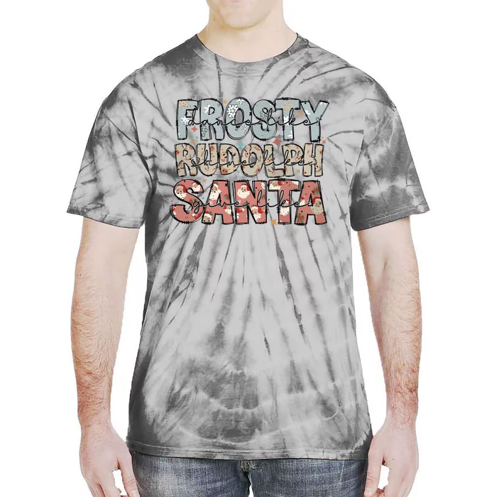 Retro Christmas Dance Like Frosty Santa Claus Tie-Dye T-Shirt