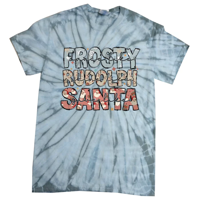 Retro Christmas Dance Like Frosty Santa Claus Tie-Dye T-Shirt