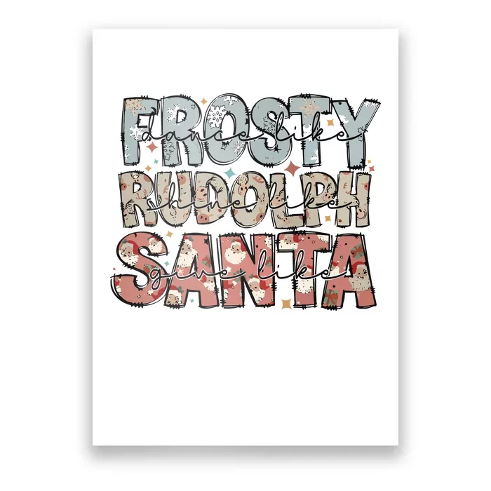 Retro Christmas Dance Like Frosty Santa Claus Poster