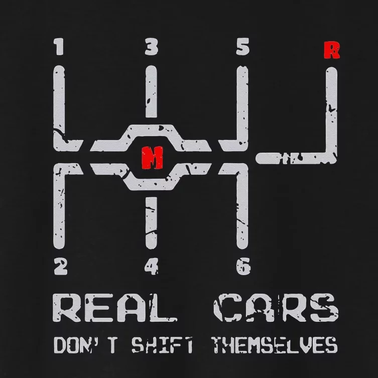 Real Cars Don't Shift Themselves Distressed Drifting Women's Crop Top Tee