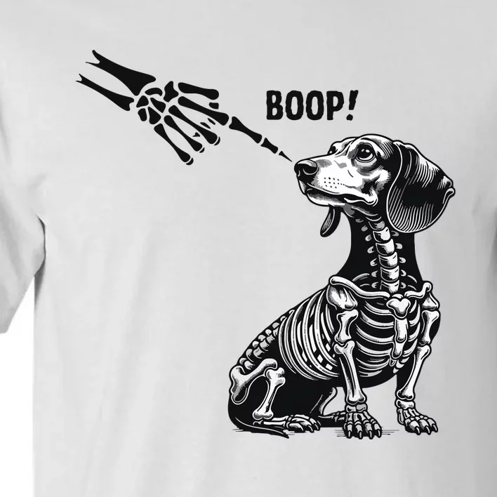 Retro Cute Dachshund Skeleton Hand Boop Dog Funny Halloween Tall T-Shirt