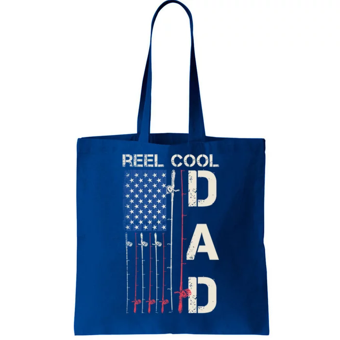 Reel Cool Dad Rod American Usa Flag Bass Fishing Fisher Great Gift Tote Bag