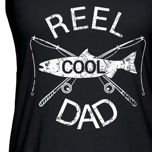 Reel Cool Dad Fishing Funny Fathers Day Fisher Daddy Ladies Essential Flowy Tank