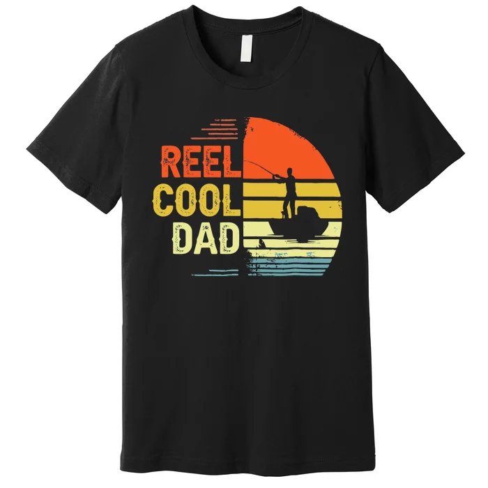 Reel Cool Dad Fisher Daddy Fathers Day Retro Vintage Great Gift Premium T-Shirt