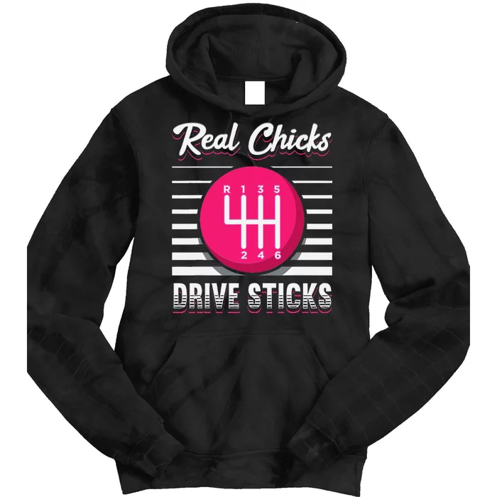 Real Chicks Drive Sticks Manual Transmission Gearbox Car Tie Dye Hoodie