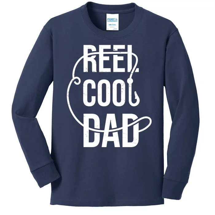 Reel Cool Dad Fishing Lover Gift Kids Long Sleeve Shirt