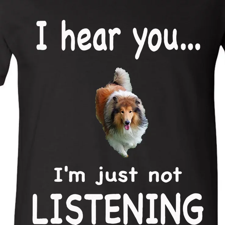 Rough Collie Dog Rough Collie V-Neck T-Shirt