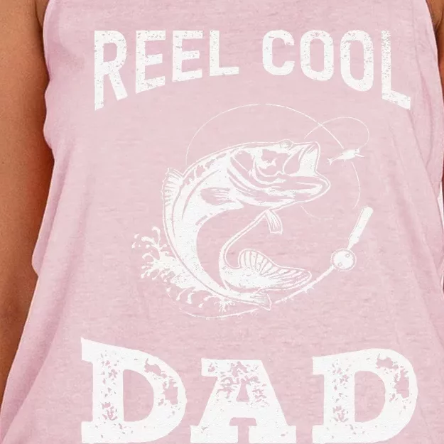 Reel Cool Dad Papa Fisherman Daddy FatherS Day Fishing Gift Women's Knotted Racerback Tank