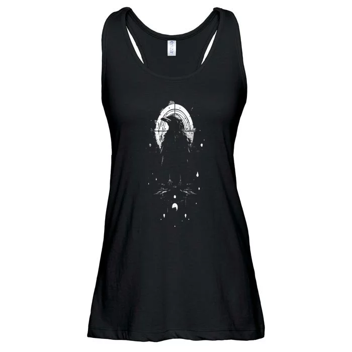 Raven Crow Dark Bird Witchcraft Omens Midnight Ladies Essential Flowy Tank