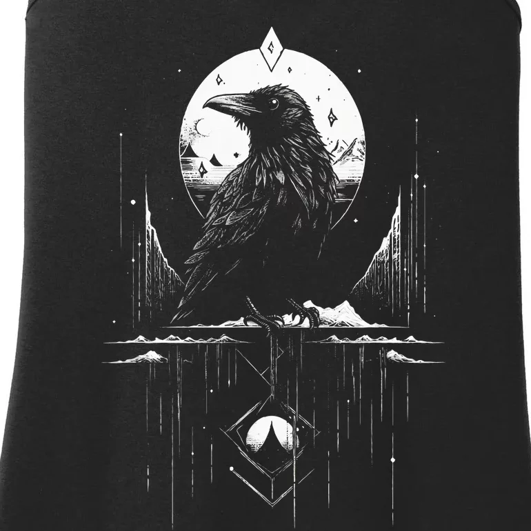 Raven Crow Dark Bird Witchcraft Omens Midnight Ladies Essential Tank