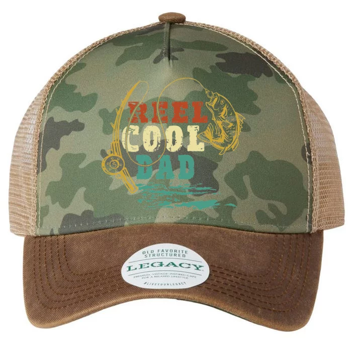 Reel Cool Dad Vintage Fishing Fathers Day Daddy Fisherman Legacy Tie Dye Trucker Hat