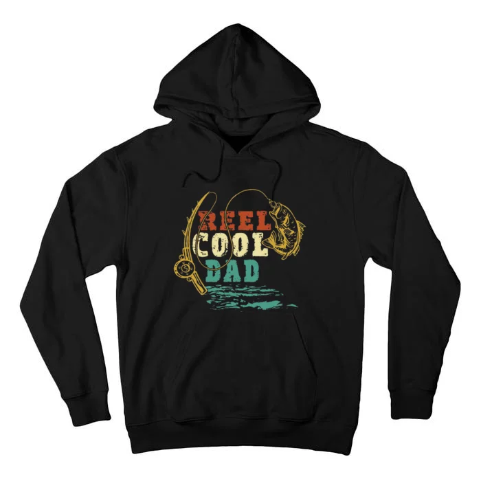 Reel Cool Dad Vintage Fishing Fathers Day Daddy Fisherman Tall Hoodie