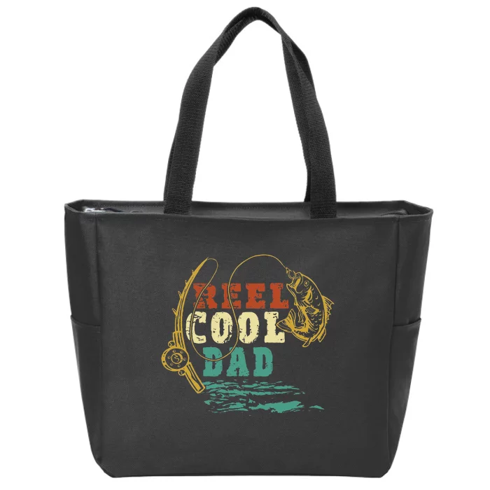 Reel Cool Dad Vintage Fishing Fathers Day Daddy Fisherman Zip Tote Bag