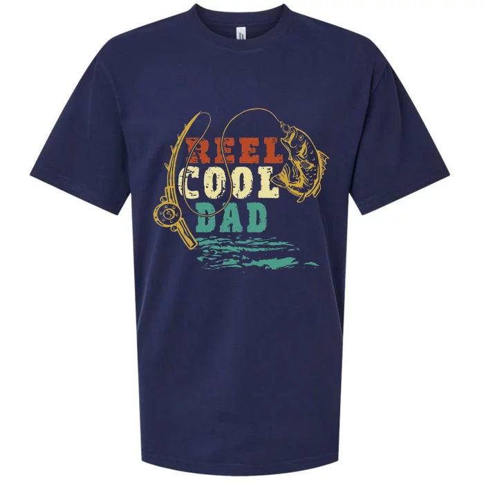 Reel Cool Dad Vintage Fishing Fathers Day Daddy Fisherman Sueded Cloud Jersey T-Shirt