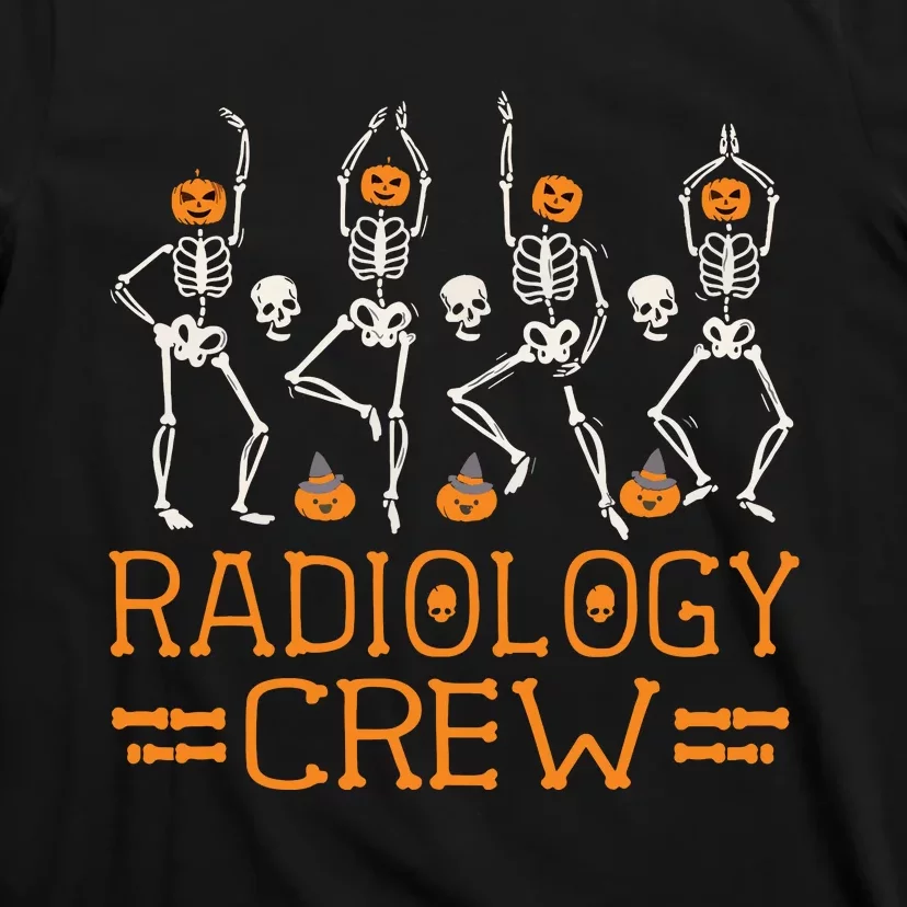 Radiology Crew Dancing Skeleton Pumpkin Funny Halloween T-Shirt