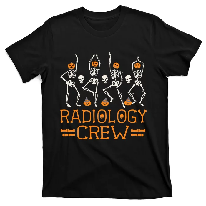 Radiology Crew Dancing Skeleton Pumpkin Funny Halloween T-Shirt