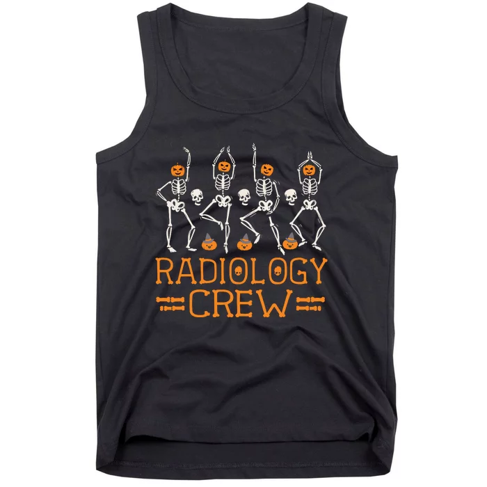 Radiology Crew Dancing Skeleton Pumpkin Funny Halloween Tank Top