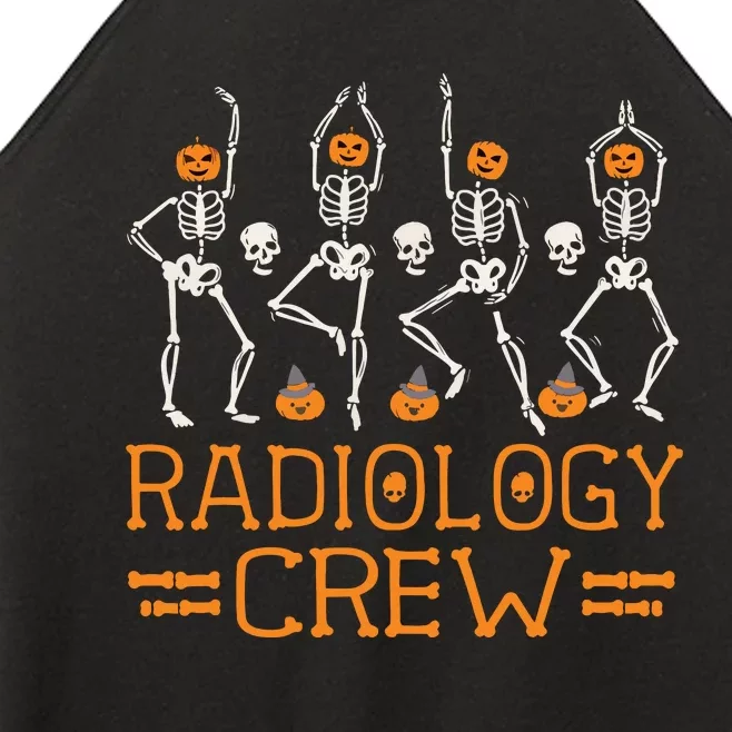 Radiology Crew Dancing Skeleton Pumpkin Funny Halloween Women’s Perfect Tri Rocker Tank