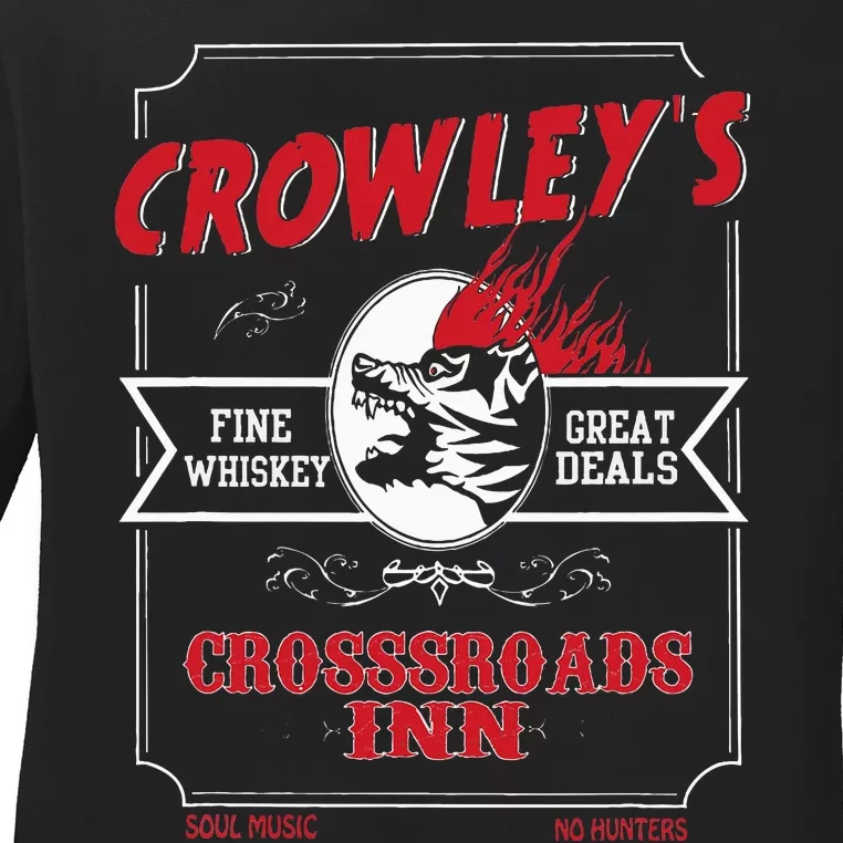 Retro Crossroads Dive Bar Ladies Long Sleeve Shirt