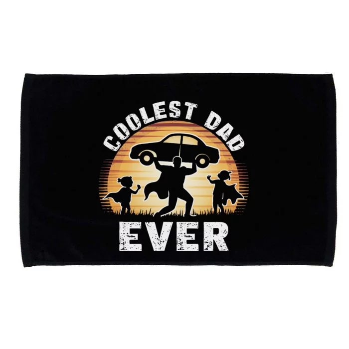 Retro Coolest Dad Ever Vintage Car Silhouette Microfiber Hand Towel