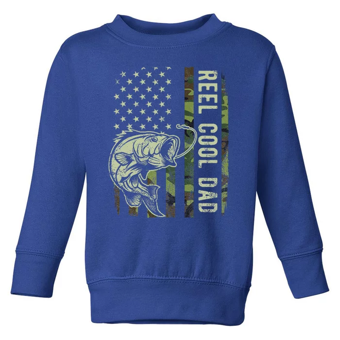 Reel Cool Dad Camouflage American Flag Toddler Sweatshirt