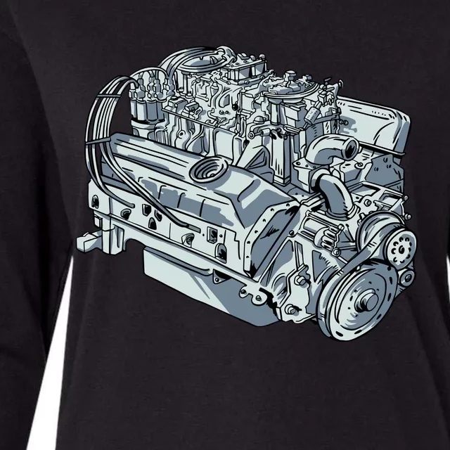 Realistic Car Engine Womens Cotton Relaxed Long Sleeve T-Shirt