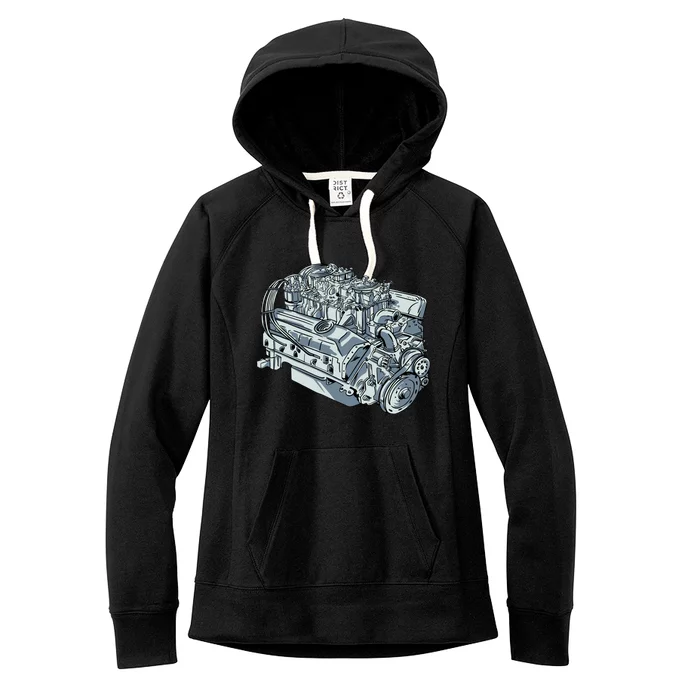 Realistic Car Engine Women's Fleece Hoodie