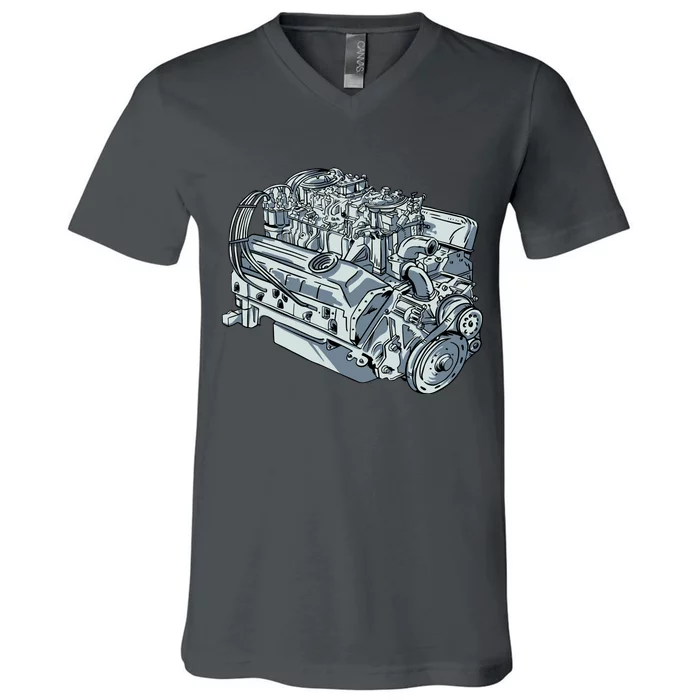 Realistic Car Engine V-Neck T-Shirt