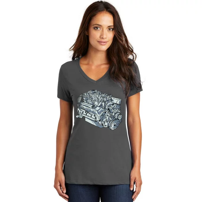 Realistic Car Engine Women's V-Neck T-Shirt