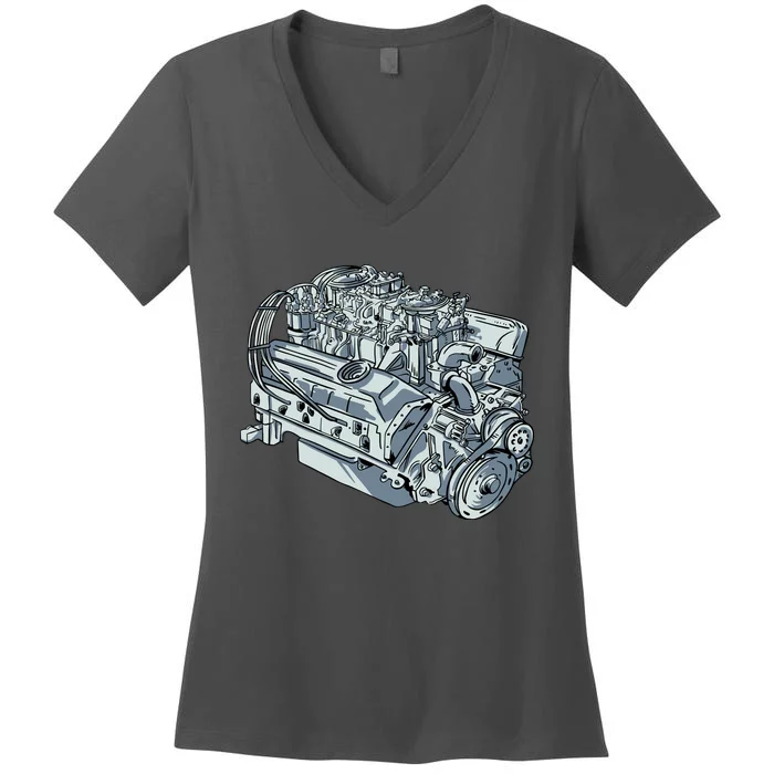 Realistic Car Engine Women's V-Neck T-Shirt