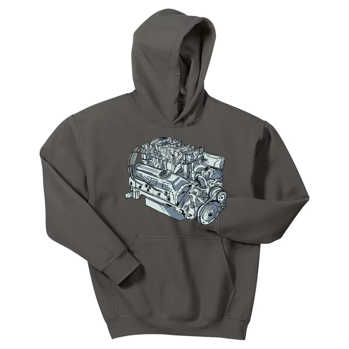 Realistic Car Engine Kids Hoodie