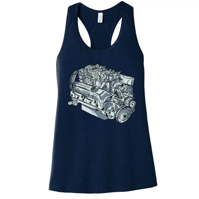 Realistic Car Engine Women's Racerback Tank