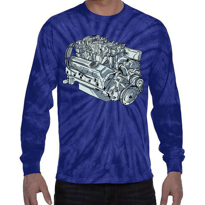 Realistic Car Engine Tie-Dye Long Sleeve Shirt