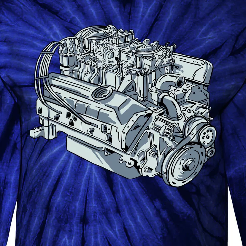 Realistic Car Engine Tie-Dye Long Sleeve Shirt