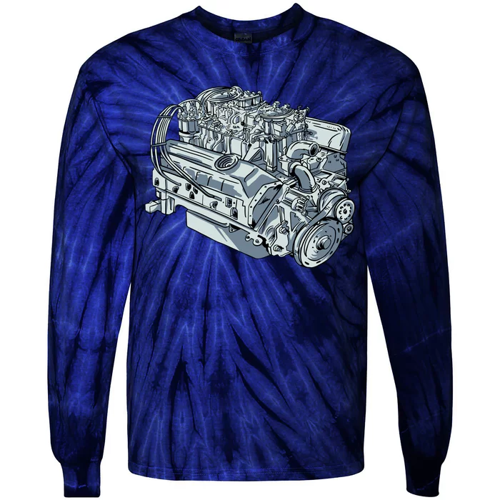 Realistic Car Engine Tie-Dye Long Sleeve Shirt