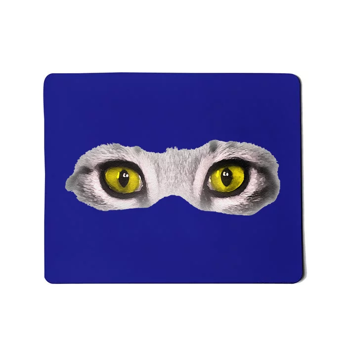 Realistic Cat Eyes Kitty Feline Graphic Art Black Halloween Mousepad