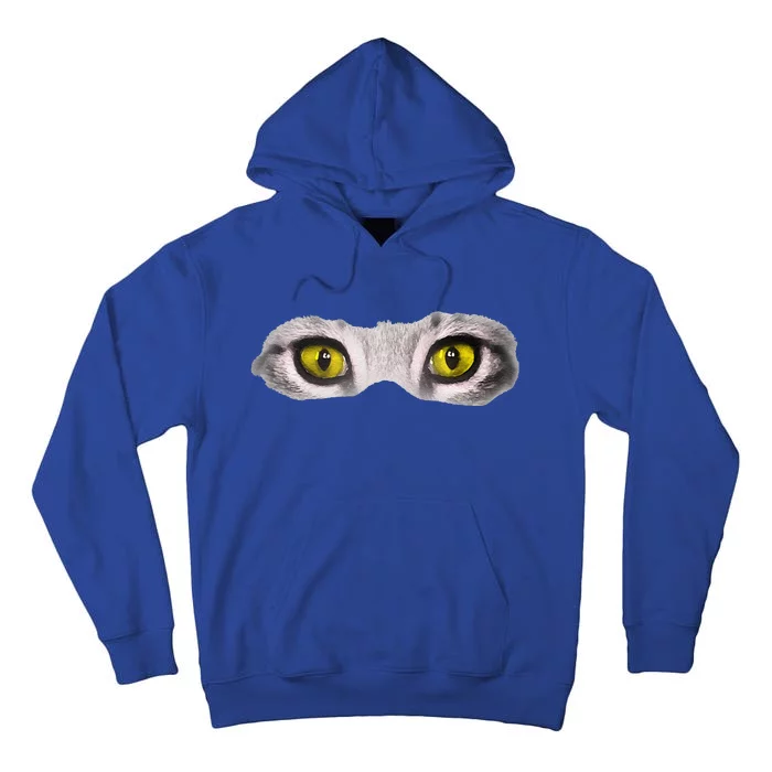 Realistic Cat Eyes Kitty Feline Graphic Art Black Halloween Tall Hoodie