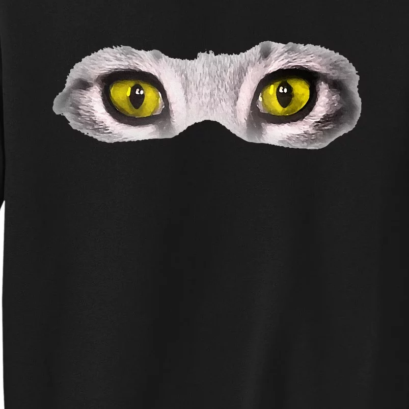 Realistic Cat Eyes Kitty Feline Graphic Art Black Halloween Tall Sweatshirt