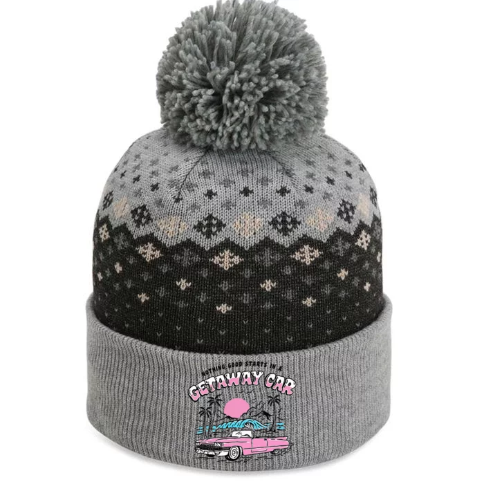 Retro Car Enthusiast Classic Design The Baniff Cuffed Pom Beanie