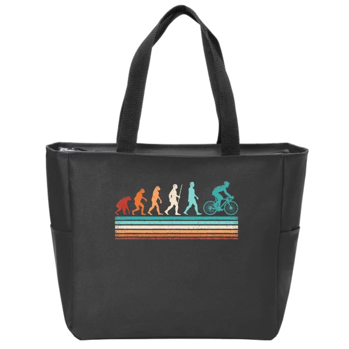 Retro Cyclist Evolution Cycling Mountain Bike Biking Bicycle Zip Tote Bag