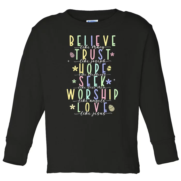 Retro Christian Easter Day Family Toddler Long Sleeve Shirt