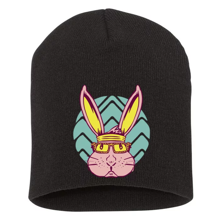 Retro Cool Easter Bunny Short Acrylic Beanie