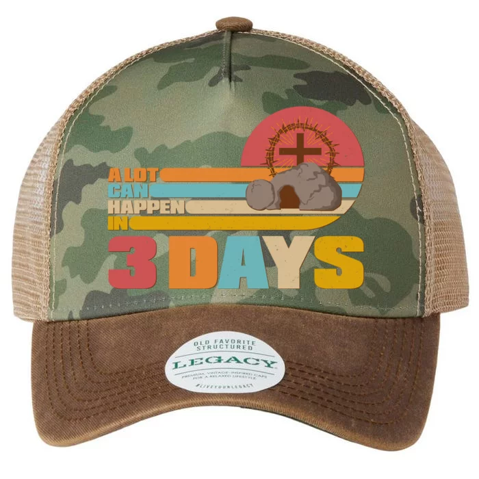 Retro Celebrate Easter A Lot Can Happen In 3 Days Legacy Tie Dye Trucker Hat