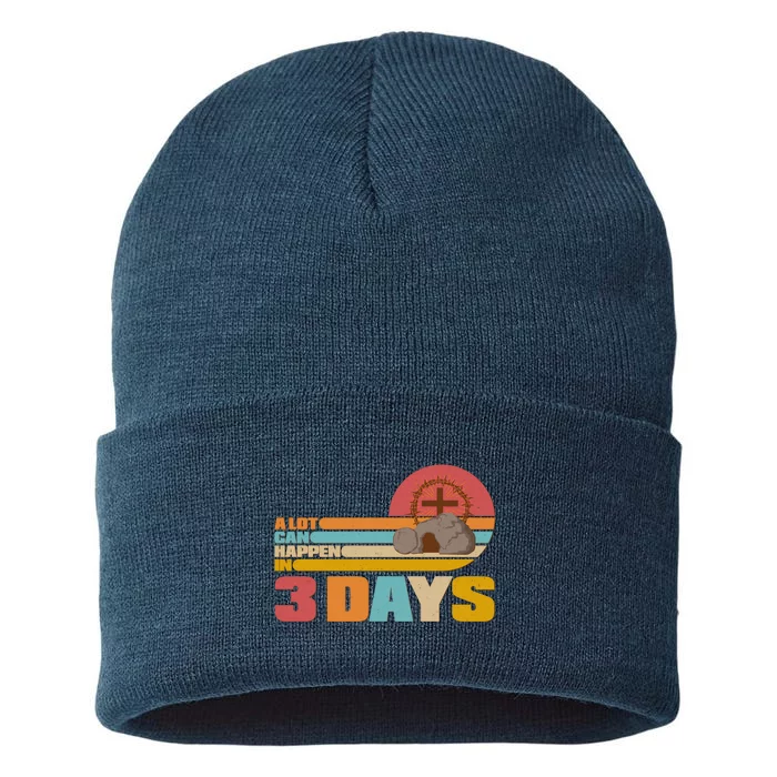 Retro Celebrate Easter A Lot Can Happen In 3 Days Sustainable Knit Beanie