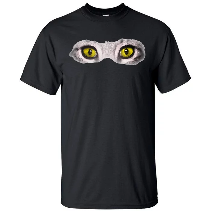 Realistic Cat Eyes Kitty Feline Graphic Art Black Halloween Tall T-Shirt