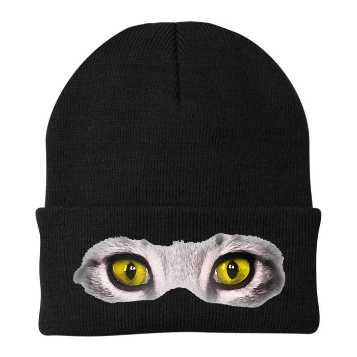 Realistic Cat Eyes Kitty Feline Graphic Art Black Halloween Knit Cap Winter Beanie