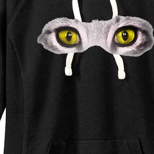 Realistic Cat Eyes Kitty Feline Graphic Art Black Halloween Women's Fleece Hoodie