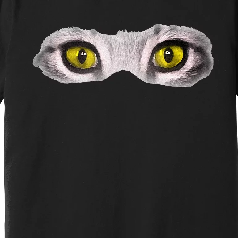 Realistic Cat Eyes Kitty Feline Graphic Art Black Halloween Premium T-Shirt